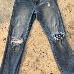Skinny Distressed Blue Ripped Jeans for Women